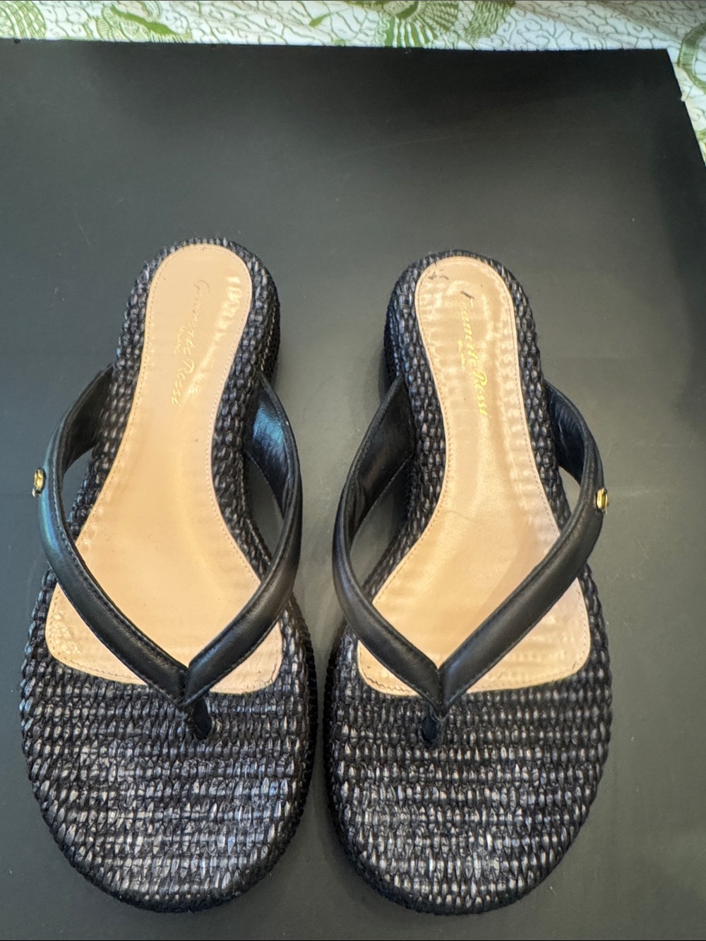 Gianvito Rossi Black Woven Leather-Trim Sandals